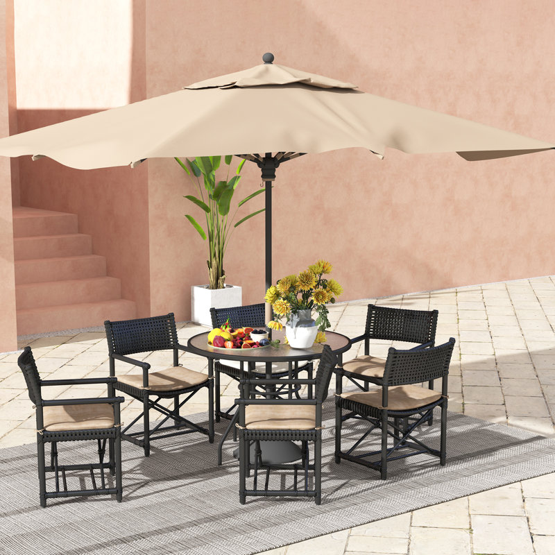 Table de salle à manger ronde 39,4 "avec trou pour parasol, noir
