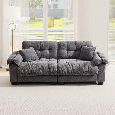 Canapé 3 places 90 po Lewis, canapé rembourré en chenille pour salon, chambre à coucher, bureau et appartement Lewis