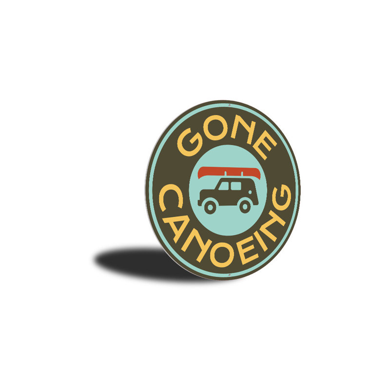 Enseigne en aluminium «Gone Canoeing», H 12 po x l 12 po x P 0,04 po