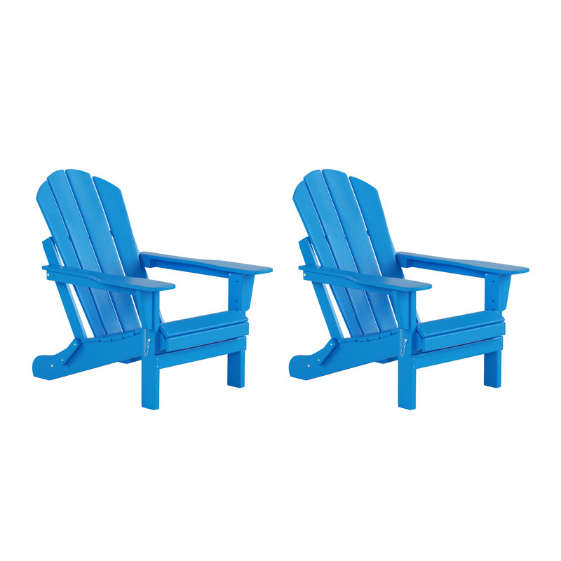 Laguna Foldable Outdoor Adirondack Set, Pacific Blue