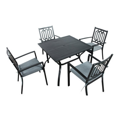 Amalio 4 - Person Patio Dining Set with Square Table , Cushions Included