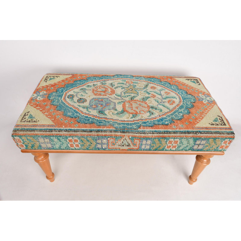 Banc à motif rose, banc de véranda, banc de repose-pieds, banc rembourré, banc de tapis turc, banc Kilim, banc de décoration intérieure, banc fait à la main