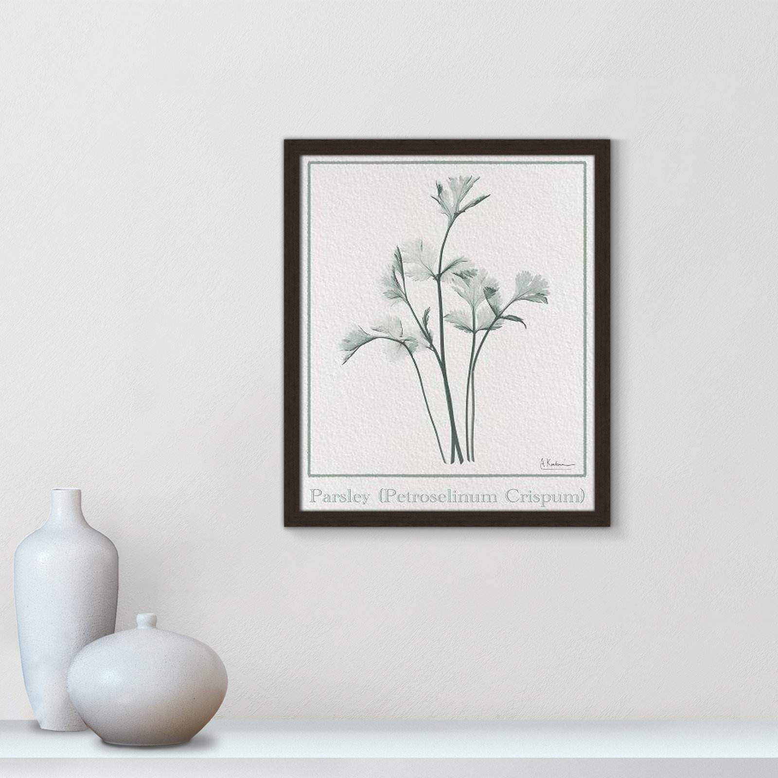 Jeanette "Parsley II" Print by Albert Koetsier, 19" H x 16" W x 1.25" D, Open Grain Walnut Framed Paper