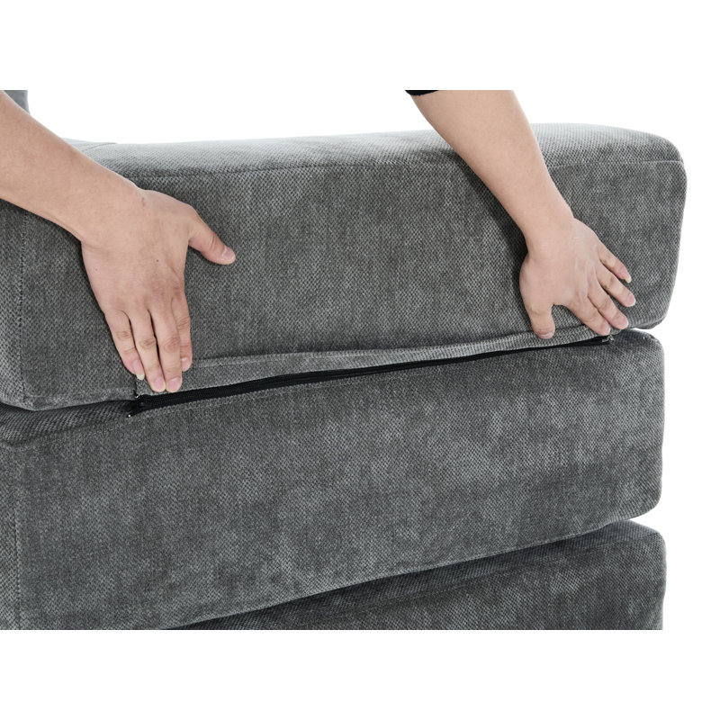 Convertible Sleeper Sofa, Foldable Floor Couch No Assembly, Gray
