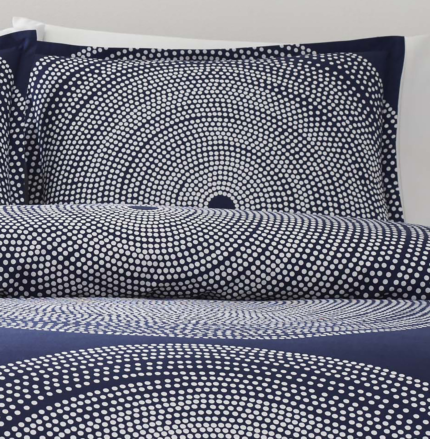 Fokus Cotton Duvet Cover Set, Full/Queen Duvet Cover + 2 Standard Shams, Navy/White