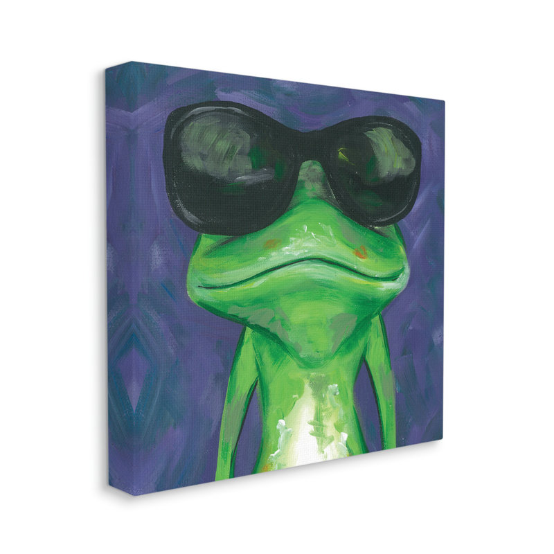 Grenouille portant des lunettes de soleil par Jennifer Rutledge - peinture sur toile tendue, H 24 po x l 24 po x P 1,5 po