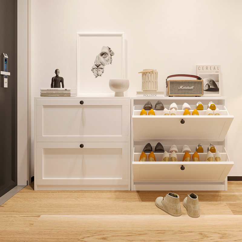 Shoe Storage Cabinet with 2 Flip Drawers, Freestanding Shoe Cabinet with Adjustable Shelf, for Entryway, Hallway, Living Room(Set of 2)