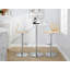 Tabouret de bar réglable avec pivot en métal chromé, bois naturel et similicuir crème avec repose-pieds arrondi en T - ensemble de 2