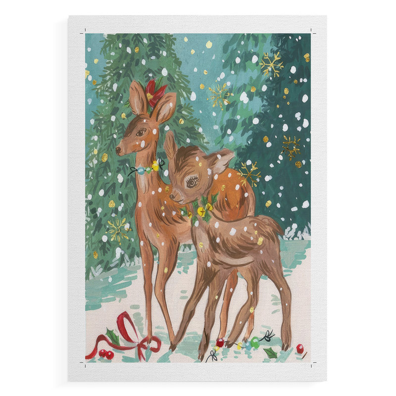«Doe and Fawn I», impression sur toile seulement - non encadrée, H 18 po x l 12 po