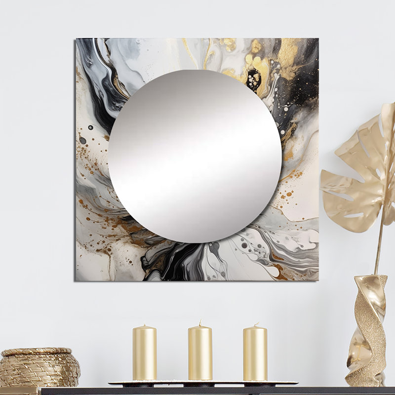 Nahlah - Grand miroir mural carré abstrait pour chambre à coucher, 29 po x 29 po