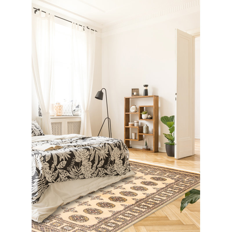 Tapis unique en laine noué à la main Bokhara Peshawar 3 pi 2 po x 5 pi 6 po