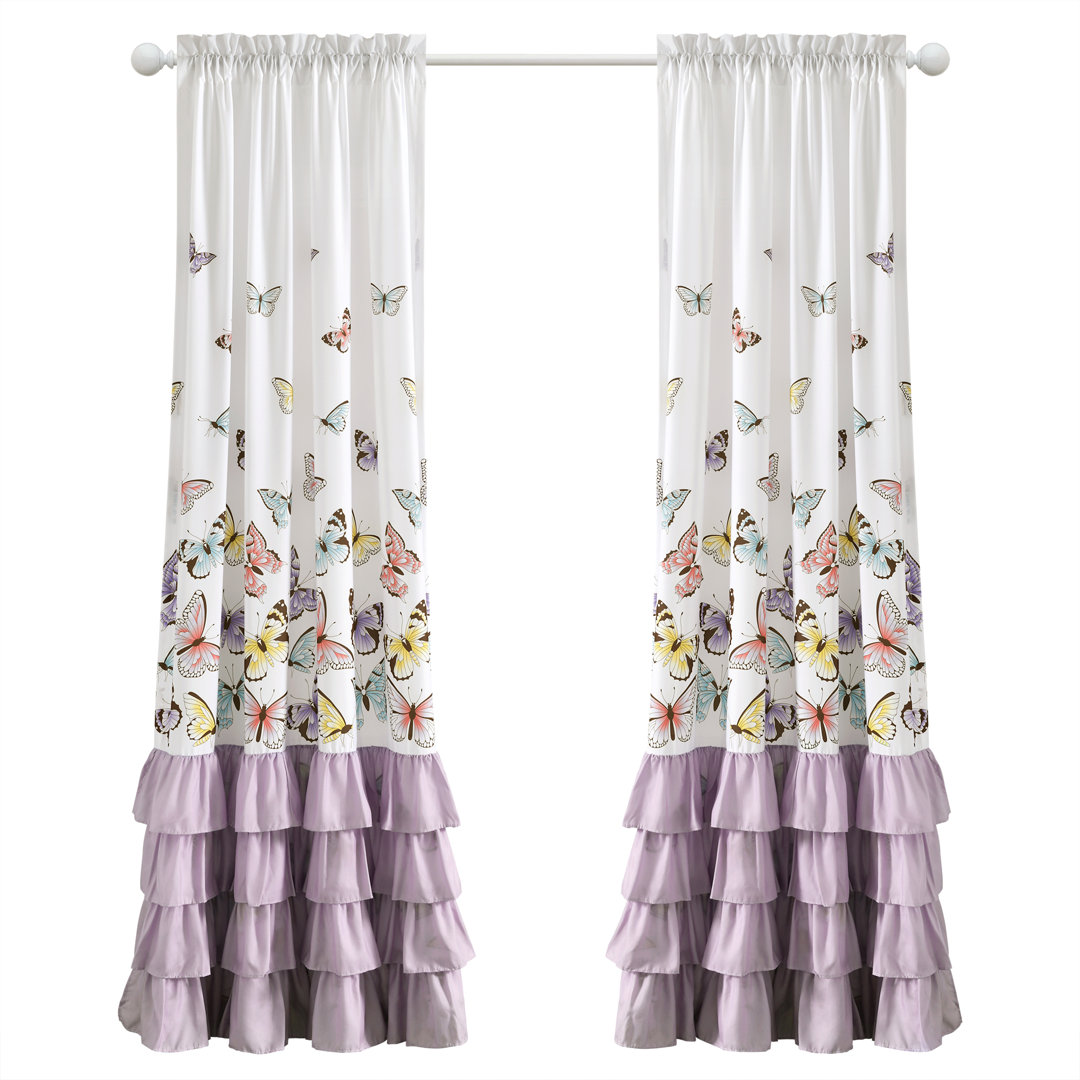 Flutter Butterfly Semi Sheer Curtain Pair (Set of 2) Lush Decor Curtain