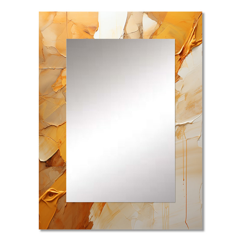 Amber Glow II - paysage mural, miroir décoratif jaune, impression d'art en métal, 32 po x 24 po