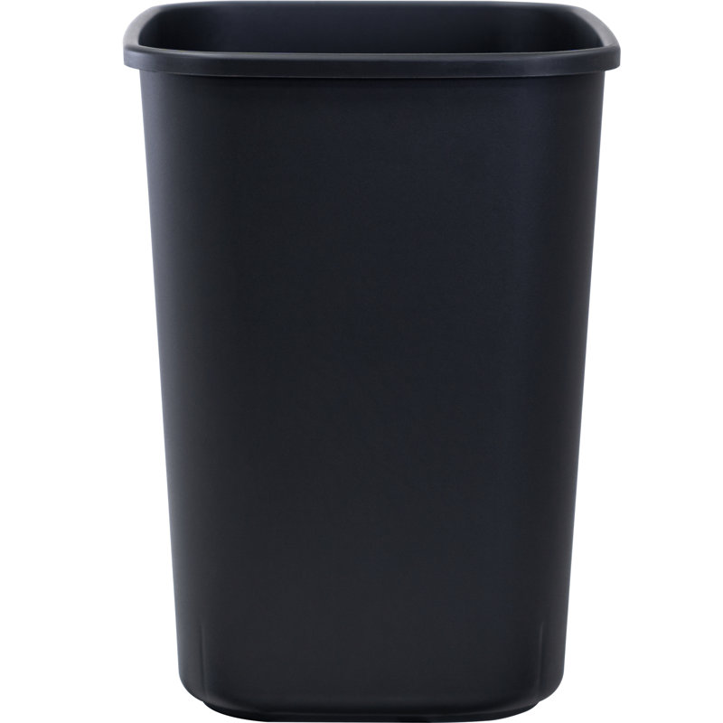 Matte Black Plastic 7.7 Gallon Open Trash Can Set