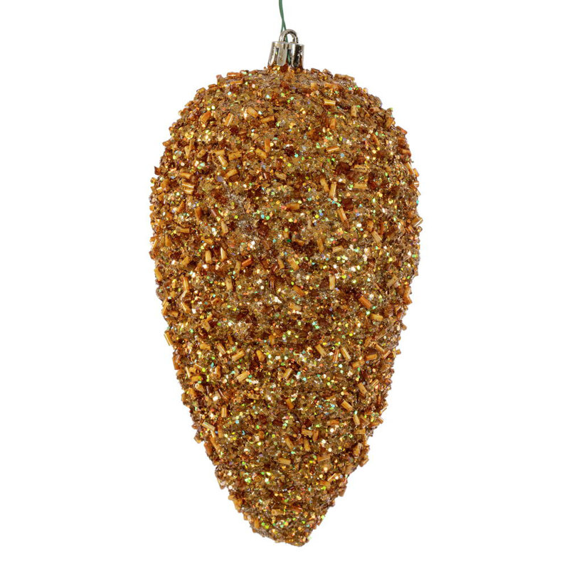 Vickerman 7" Glitter Pinecone., Gold