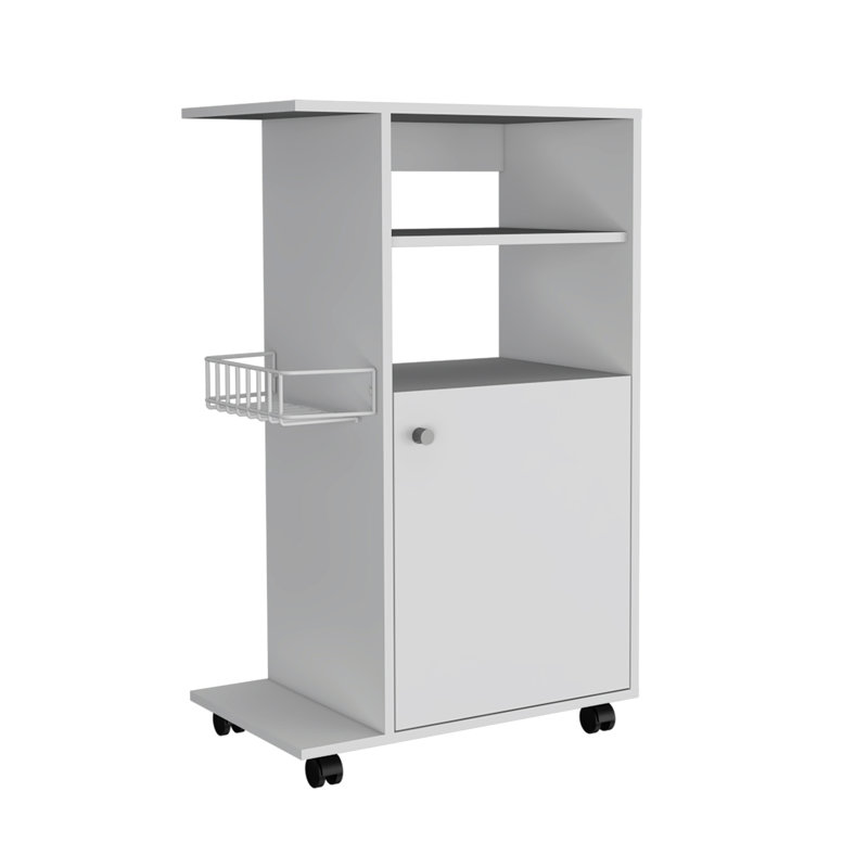 Chariot de cuisine, armoire à une porte, quatre roulettes - blanc, Blanc