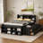 Full Bed with Bookcase Headboard, Under bed Storage Drawers and Bed End Storage Case,Espresso-135401764