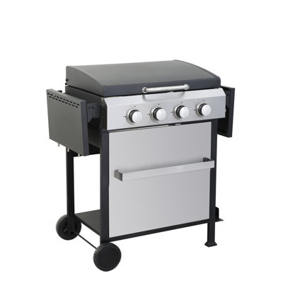 Barbecue au propane, puissance de sortie élevée, avec grilles de cuisson en fonte émaillée pour barbecue extérieur, équipé de petits articles, acier inoxydable