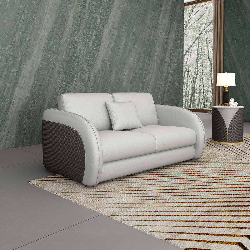 Noir Loveseat, Gray/Chocolate Genuine Leather