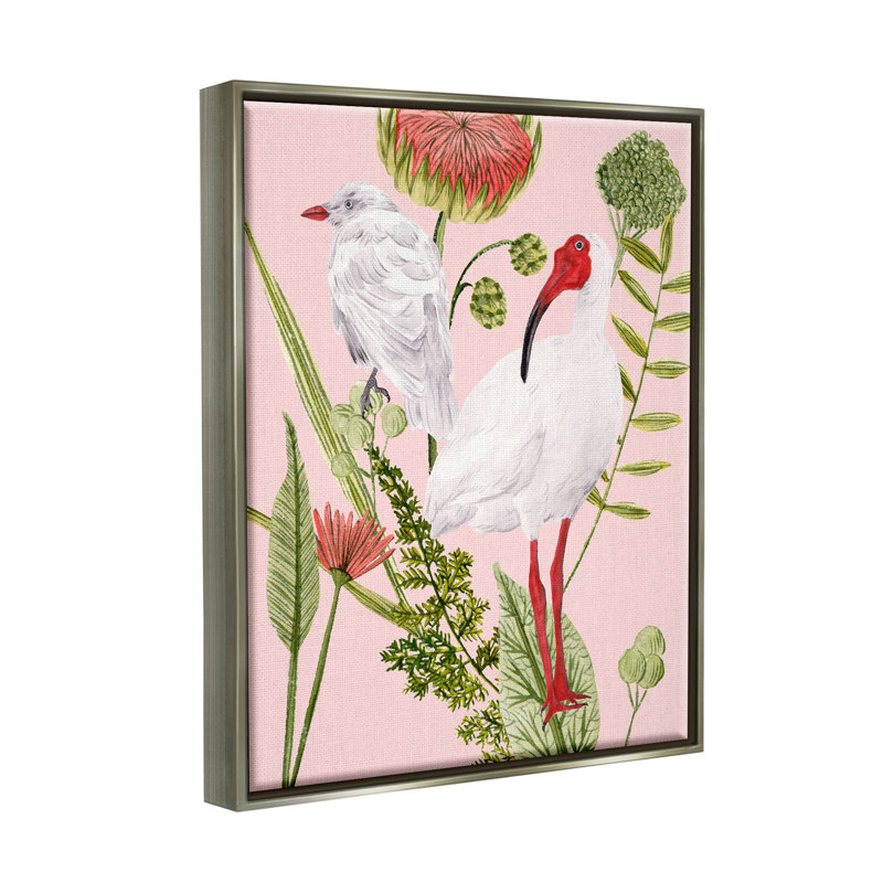 Arrangement floral blanc avec estampe numérique par Melissa Wang, H 31 po x l 25 po x P 1,7 po, Cadre flottant gris lustré
