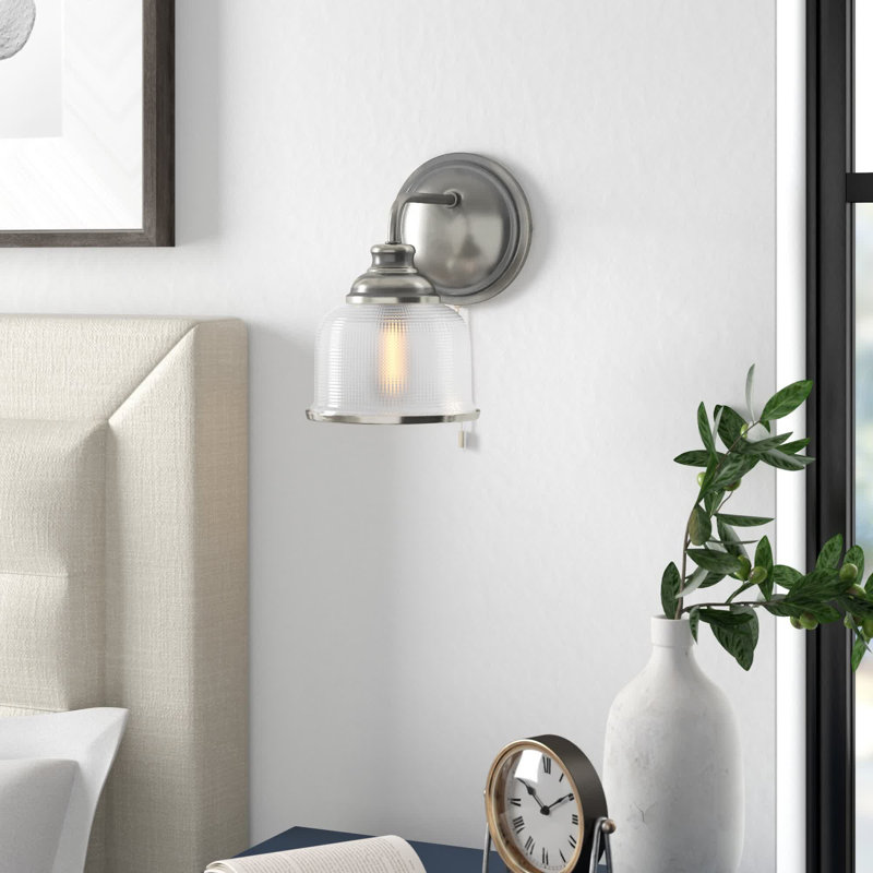 Asner Armed Sconce, Satin Silver
