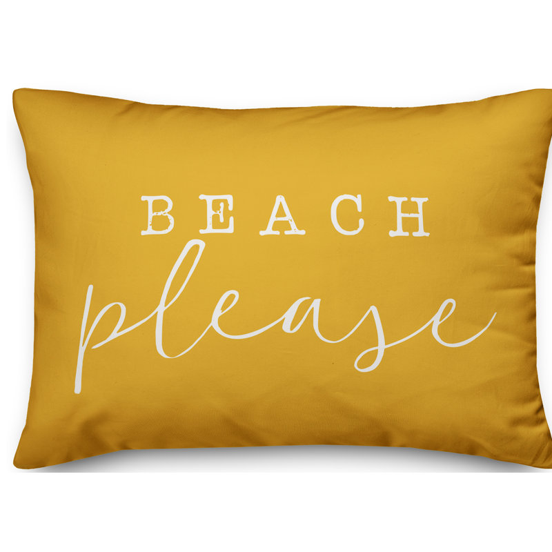Beach Please Outdoor Rectangular Pillow Cover & Insert, Yellow