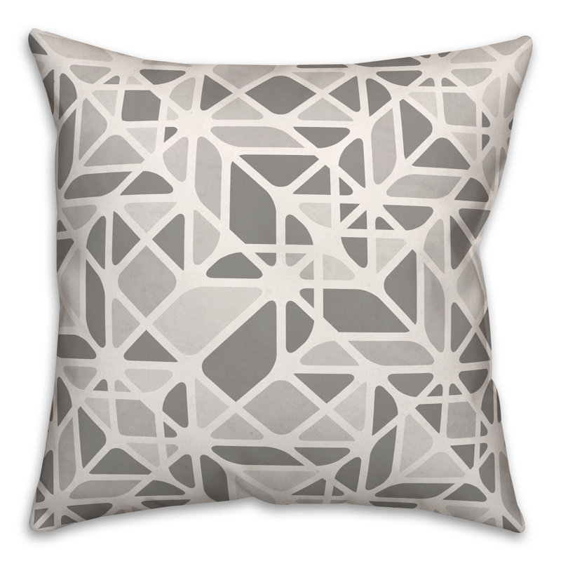 Abstract Outdoor Throw Pillow, 20" x 20", Gray