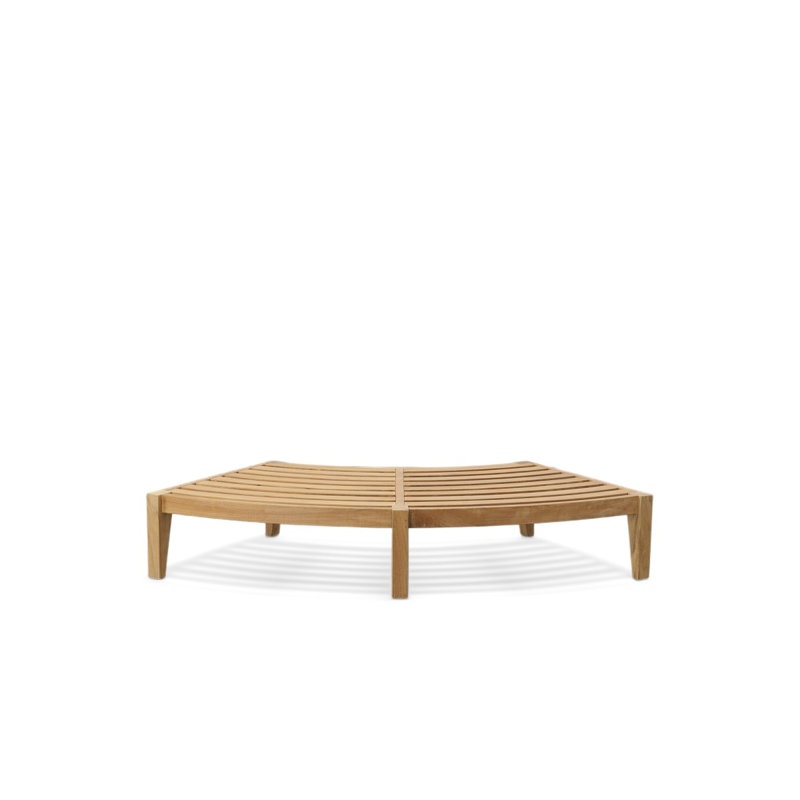 Teak Outdoor Bench with Off-White Cushions