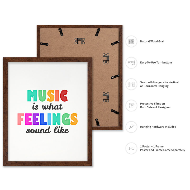 What Feelings Sounds Like No2, Poster, 16"H x 20"W, Brown Framed