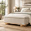 Banc de rangement moderne de 127 cm (50 po) en tissu d'avoine, pouf de bout de lit pour entrée ou chambre à coucher/salon