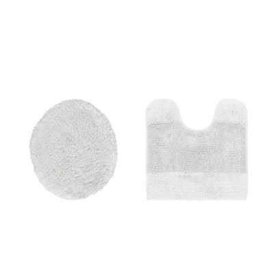 Makaylynn Premium 100% Cotton 2 Piece Bath Rug Sets with Non-Slip Backing, Machine Washable, Luxurious Solid Pattern Super Absorbent & Tufted Weave Bath Mat for Bathroom, Shower, and Tub