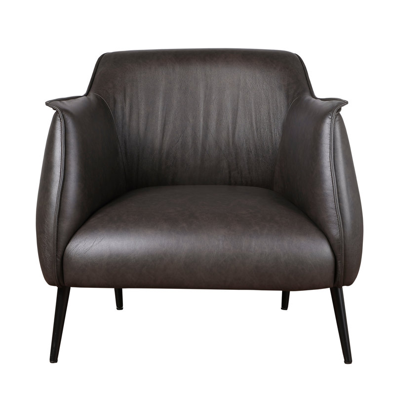 Chaise en similicuir brun avec pieds robustes en métal, revêtement intérieur rembourré Home Revolution Project