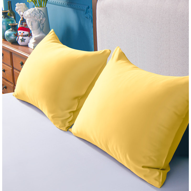 Taie d'oreiller en satin, Jaune, Grand
