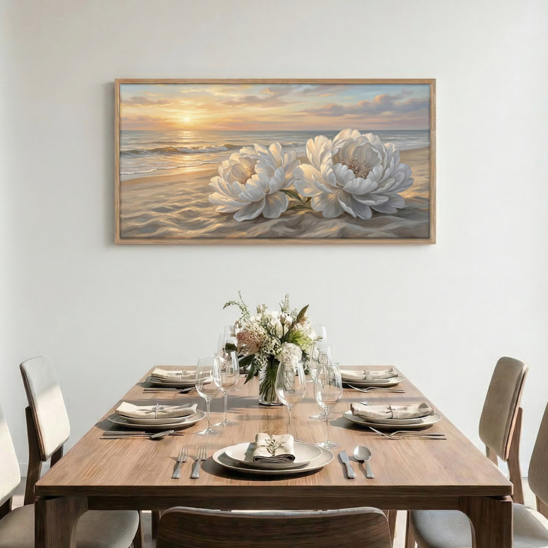 Coucher de soleil sur la plage, reproduction d'art sur toile encadrée de 1 pi 48 po x 24 po, 48 x 24 pouces