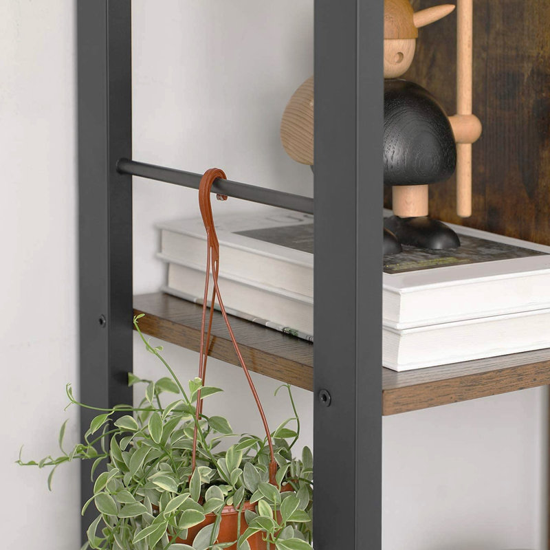 Chittenango 154.5 cm H x 74 cm W Steel Etagere Bookcase, Vintage Brown/Black