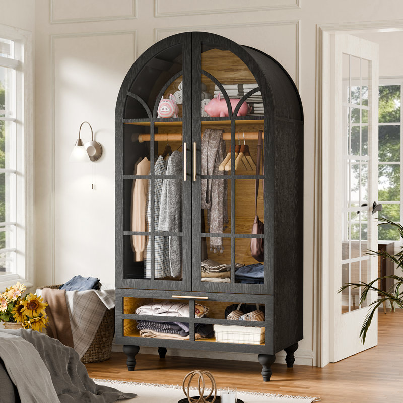 Armoire convertible arquée avec tringle à vêtements amovible, armoire de rangement multifonction