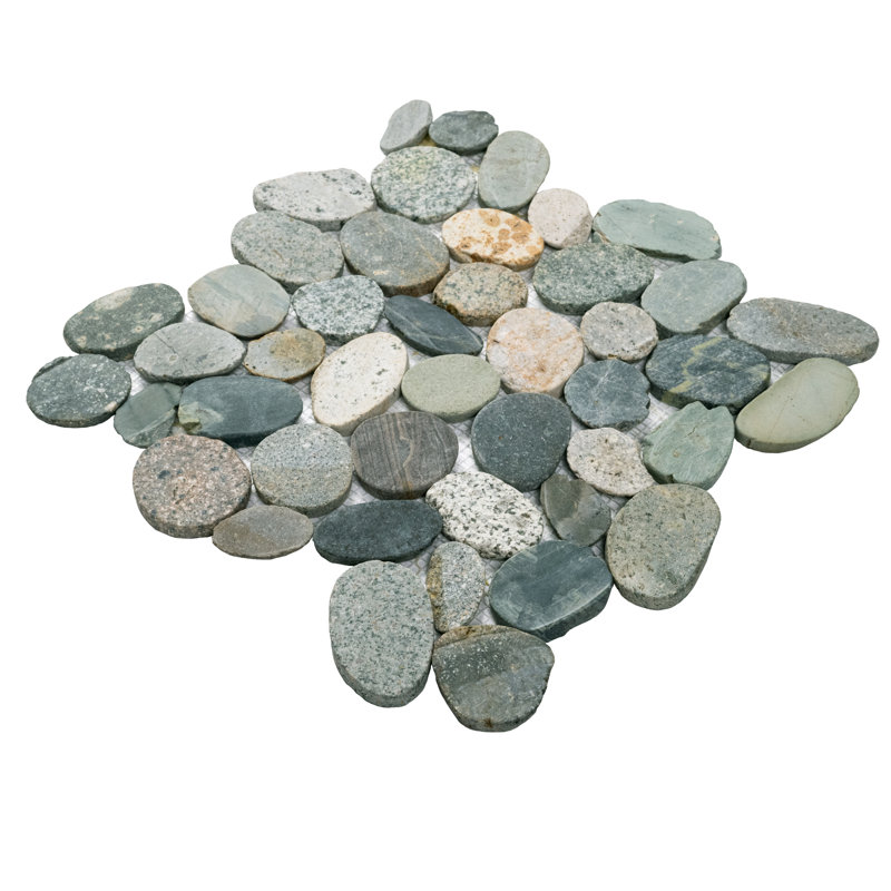 Marvella Pebble 12 in. x 12 in. Natural stone Mosaic Floor and Wall Tile, Moss Cut
