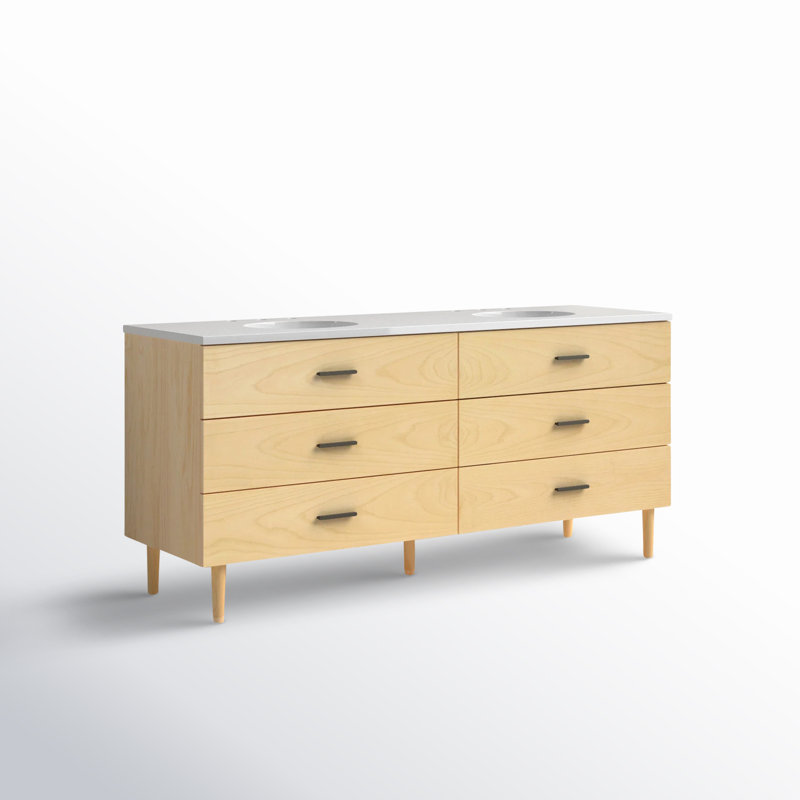 Boyle 72'' Double Bathroom Vanity with Quartz Top, Matte Black