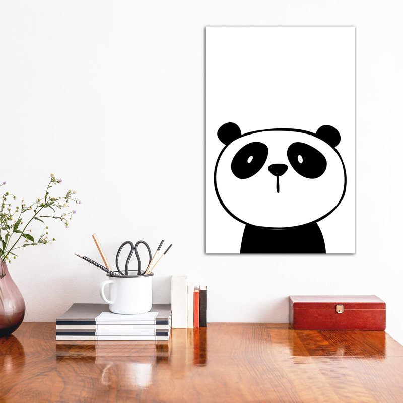 Panda - impression d'art graphique, H 18 po x l 12 po x 1,5 po, Toile tendue, Pas de tapis