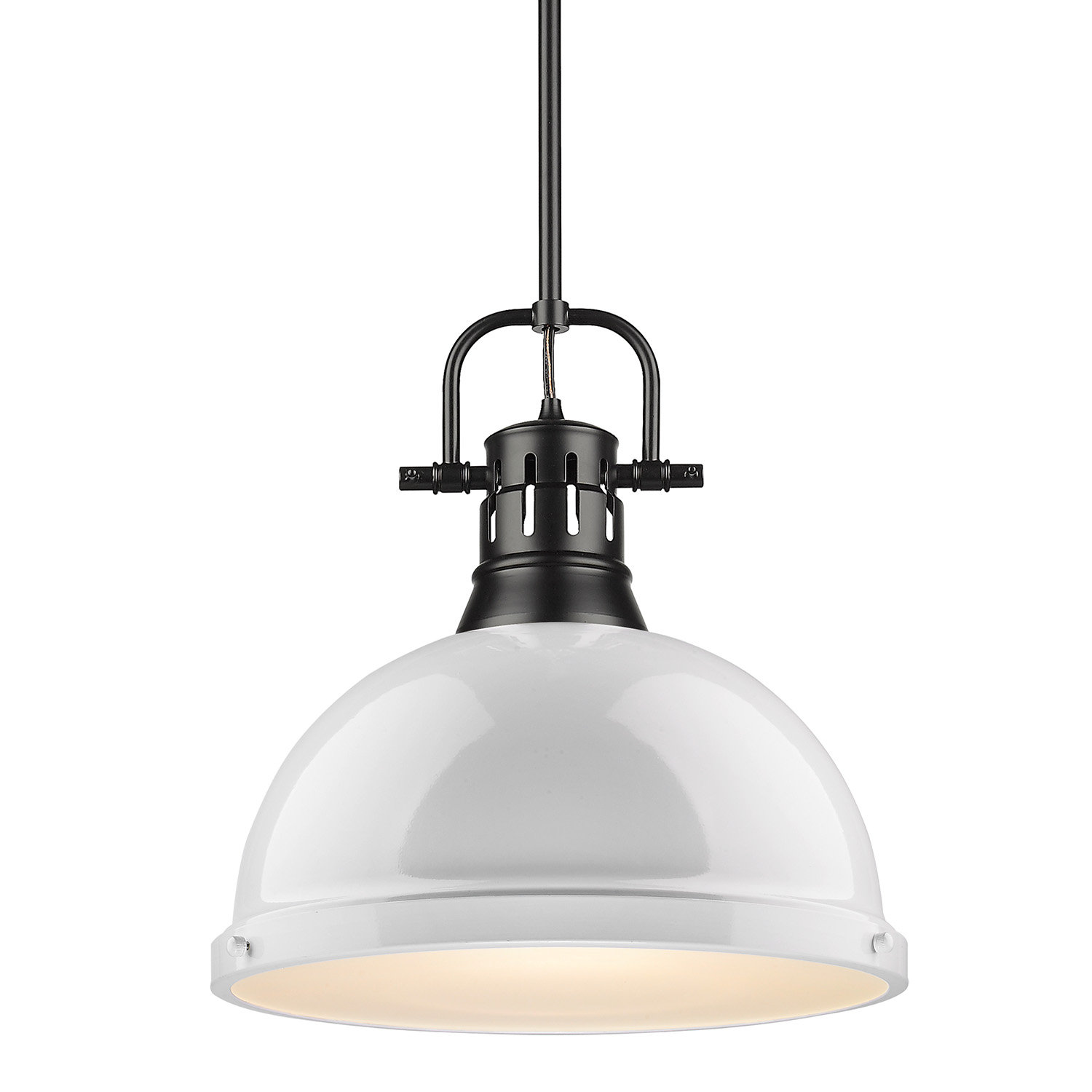 Calico Dimmable Single Light Pendant, White, Matte Black