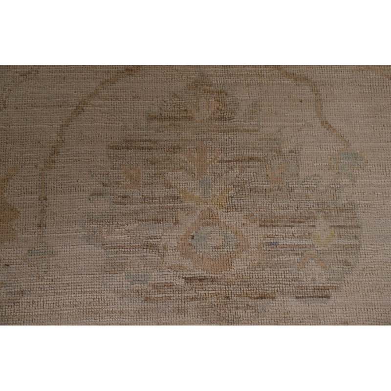 Tapis oriental beige en laine noué à la main 8 pi x 9 pi 11 po