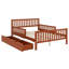 Base de lit plateforme classique en bois, garde-corps intégrés et deux tiroirs de rangement-129046180