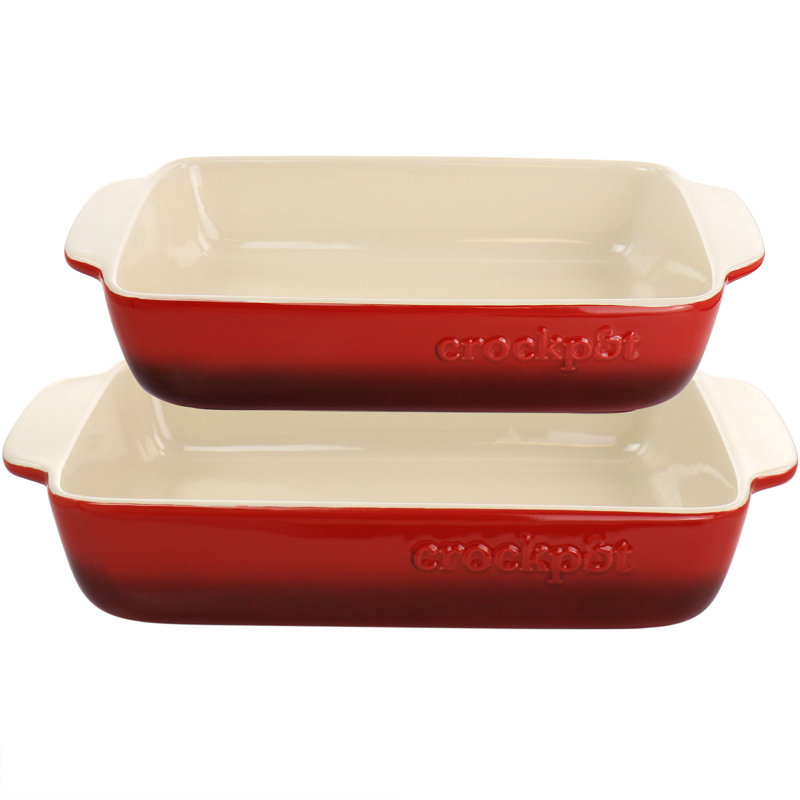 Gradient Red Ceramic Bakeware Set with Integrated Handles