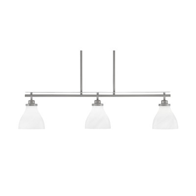 Odyssey 3 Light Island Light Shown With 6.25" White Marble Glass