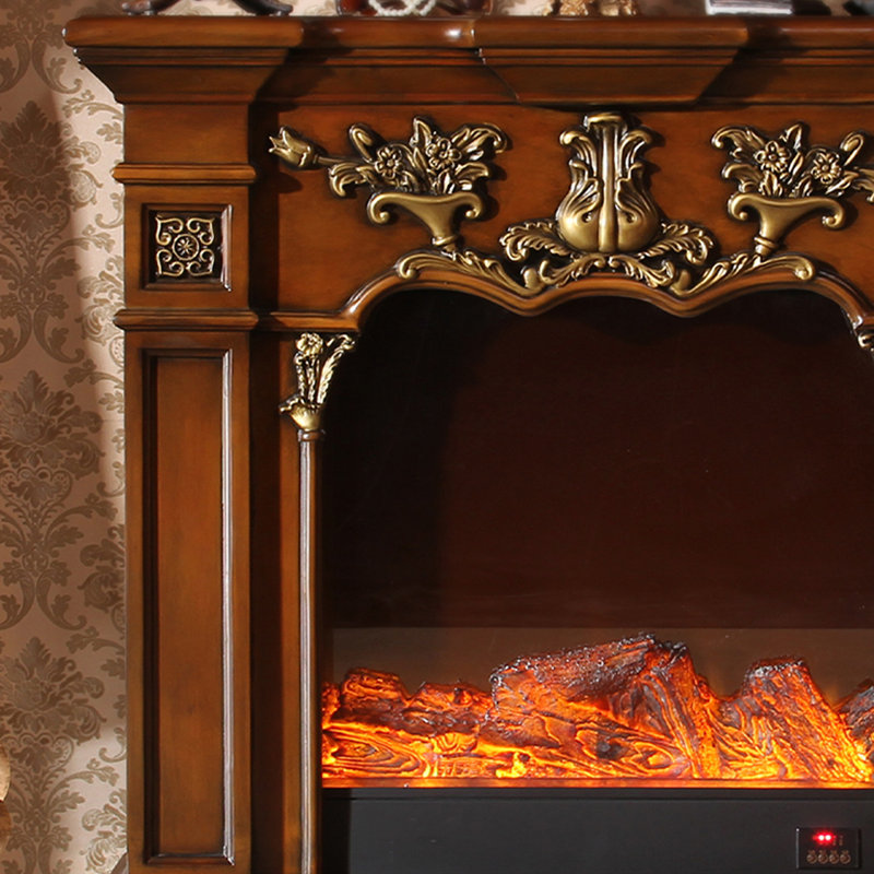 Walnut Solid Wood Electric Fireplace