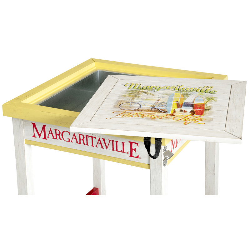 Colorful Poplar Wood Outdoor Bistro Table with Beverage Tub