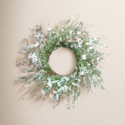 24" Handcrafted White Floral Wreath