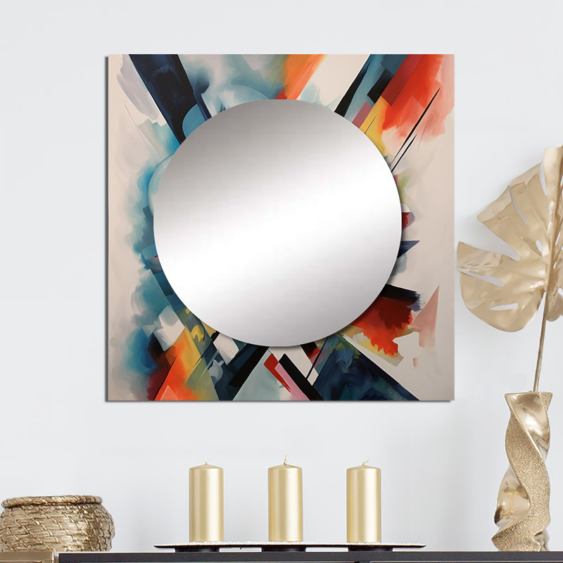 Riejanne - Grand miroir carré géométrique pour décoration murale, 23 po x 23 po