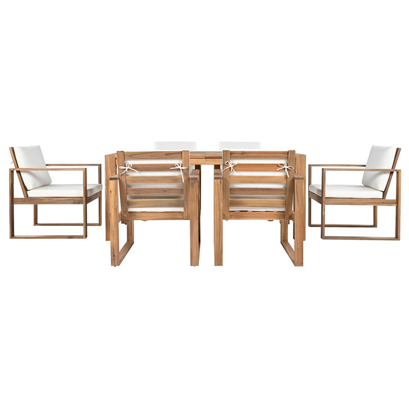 Ensemble de table et chaises de patio, Teck clair