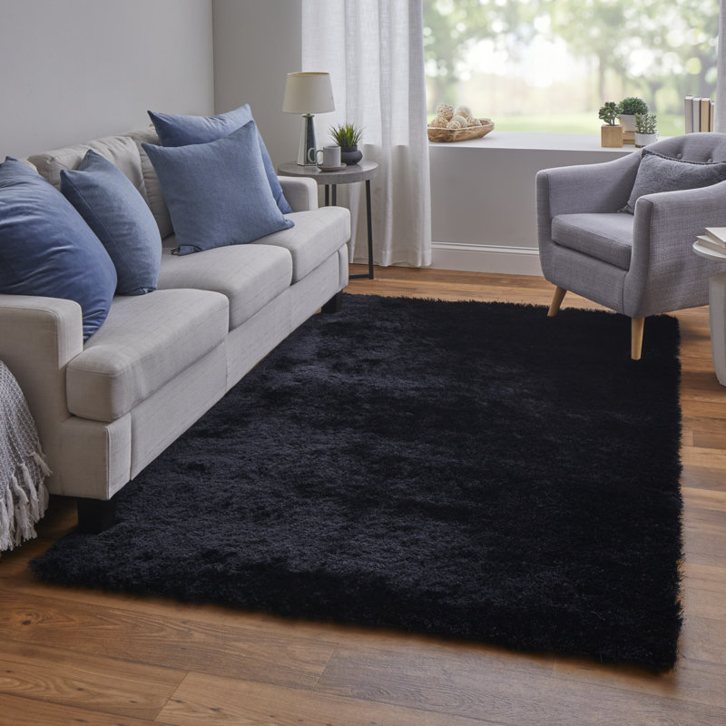 Tapis noir touffeté à la main Cienna, Rectangle 4 pi 9 po x 7 pi 6 po, Black
